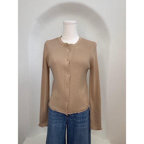 ASOS Design Neutral Ribbed Button Front Cardigan – Size Small (US 4) - Picture 3 of 7